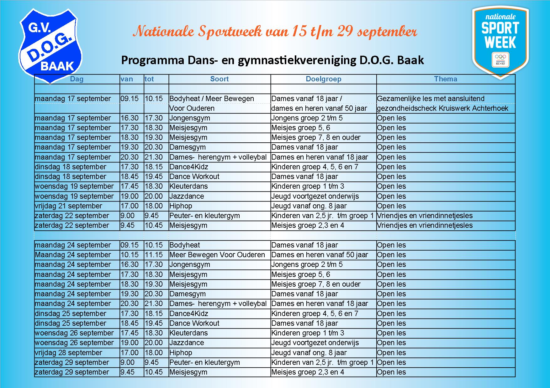 Publicatie nationale sportweek 2018 programma